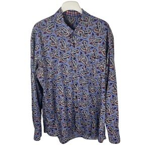Alan Flusser Blue Paisley‎ Patterned Shirt, XXL